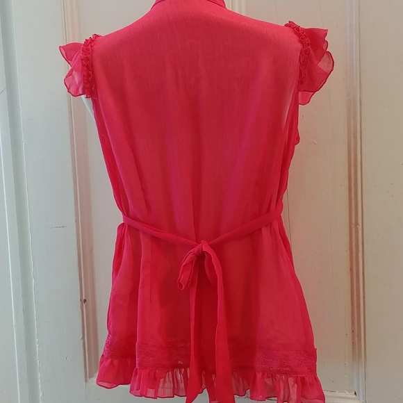 River Island UK Keyhole Tie Waist Blouse - Picture 6 of 7